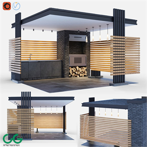 Modern gazebo with summer kitchen